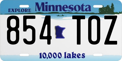 MN license plate 854TOZ