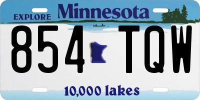 MN license plate 854TQW