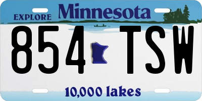 MN license plate 854TSW