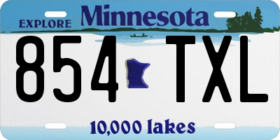 MN license plate 854TXL