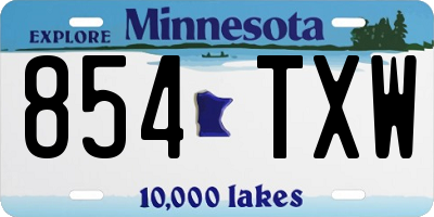 MN license plate 854TXW