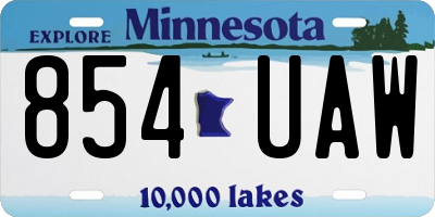 MN license plate 854UAW