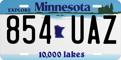 MN license plate 854UAZ