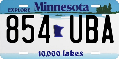 MN license plate 854UBA