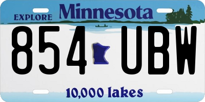 MN license plate 854UBW