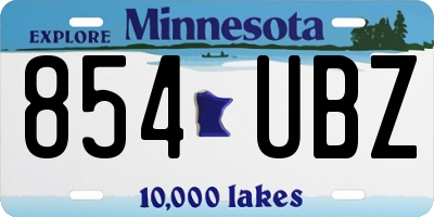 MN license plate 854UBZ