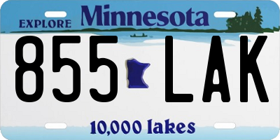 MN license plate 855LAK