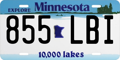 MN license plate 855LBI