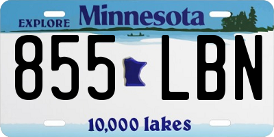 MN license plate 855LBN