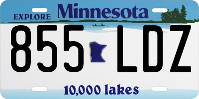 MN license plate 855LDZ