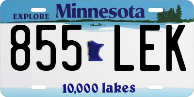 MN license plate 855LEK