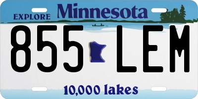 MN license plate 855LEM