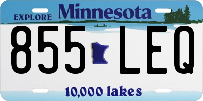 MN license plate 855LEQ