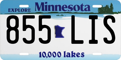 MN license plate 855LIS