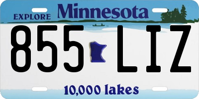 MN license plate 855LIZ