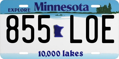 MN license plate 855LOE
