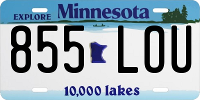 MN license plate 855LOU