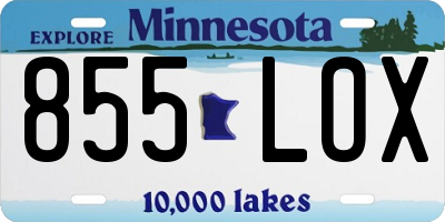 MN license plate 855LOX