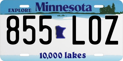 MN license plate 855LOZ