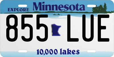 MN license plate 855LUE