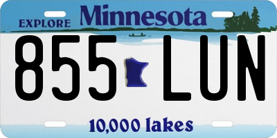 MN license plate 855LUN
