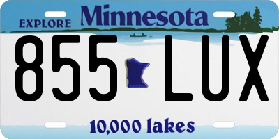 MN license plate 855LUX
