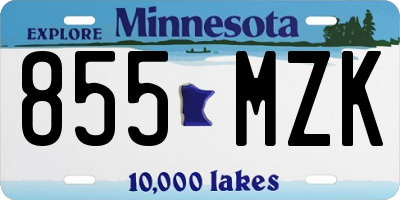 MN license plate 855MZK
