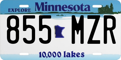 MN license plate 855MZR