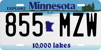MN license plate 855MZW