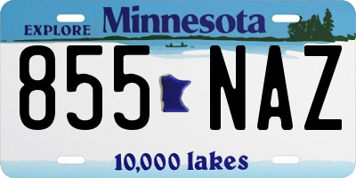 MN license plate 855NAZ