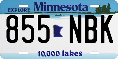 MN license plate 855NBK