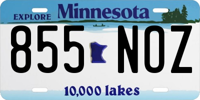 MN license plate 855NOZ