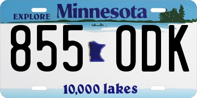 MN license plate 855ODK