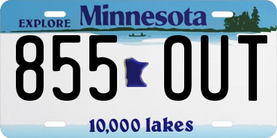 MN license plate 855OUT