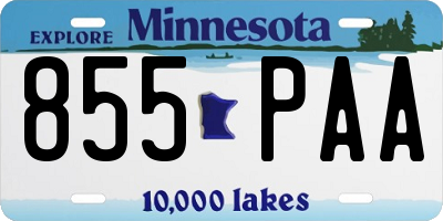 MN license plate 855PAA