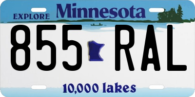 MN license plate 855RAL