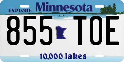 MN license plate 855TOE
