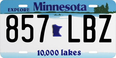MN license plate 857LBZ