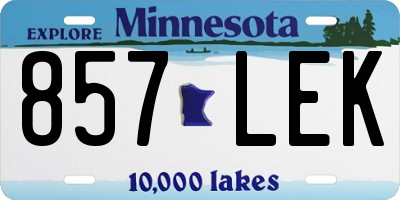 MN license plate 857LEK