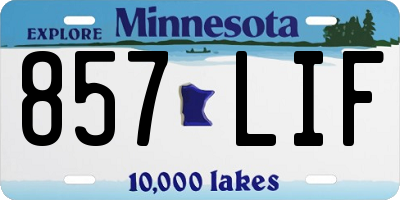 MN license plate 857LIF