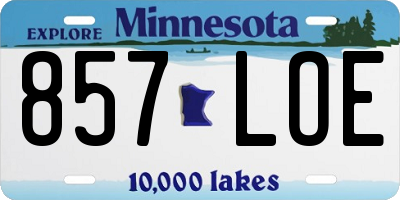 MN license plate 857LOE