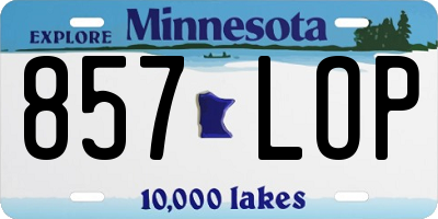 MN license plate 857LOP