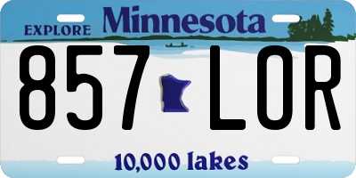 MN license plate 857LOR