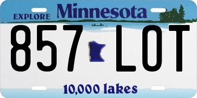 MN license plate 857LOT