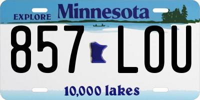 MN license plate 857LOU