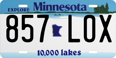 MN license plate 857LOX