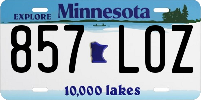 MN license plate 857LOZ