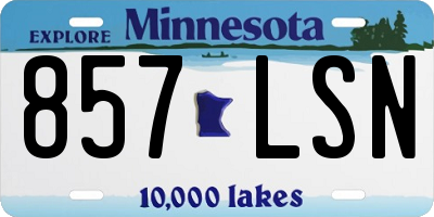 MN license plate 857LSN