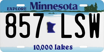 MN license plate 857LSW