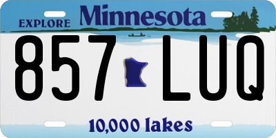 MN license plate 857LUQ